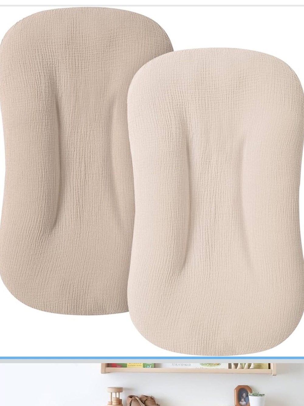Muslin Baby Cover, Soft and Breathable 100% Cotton Lounger Slipcover, Pack of 2